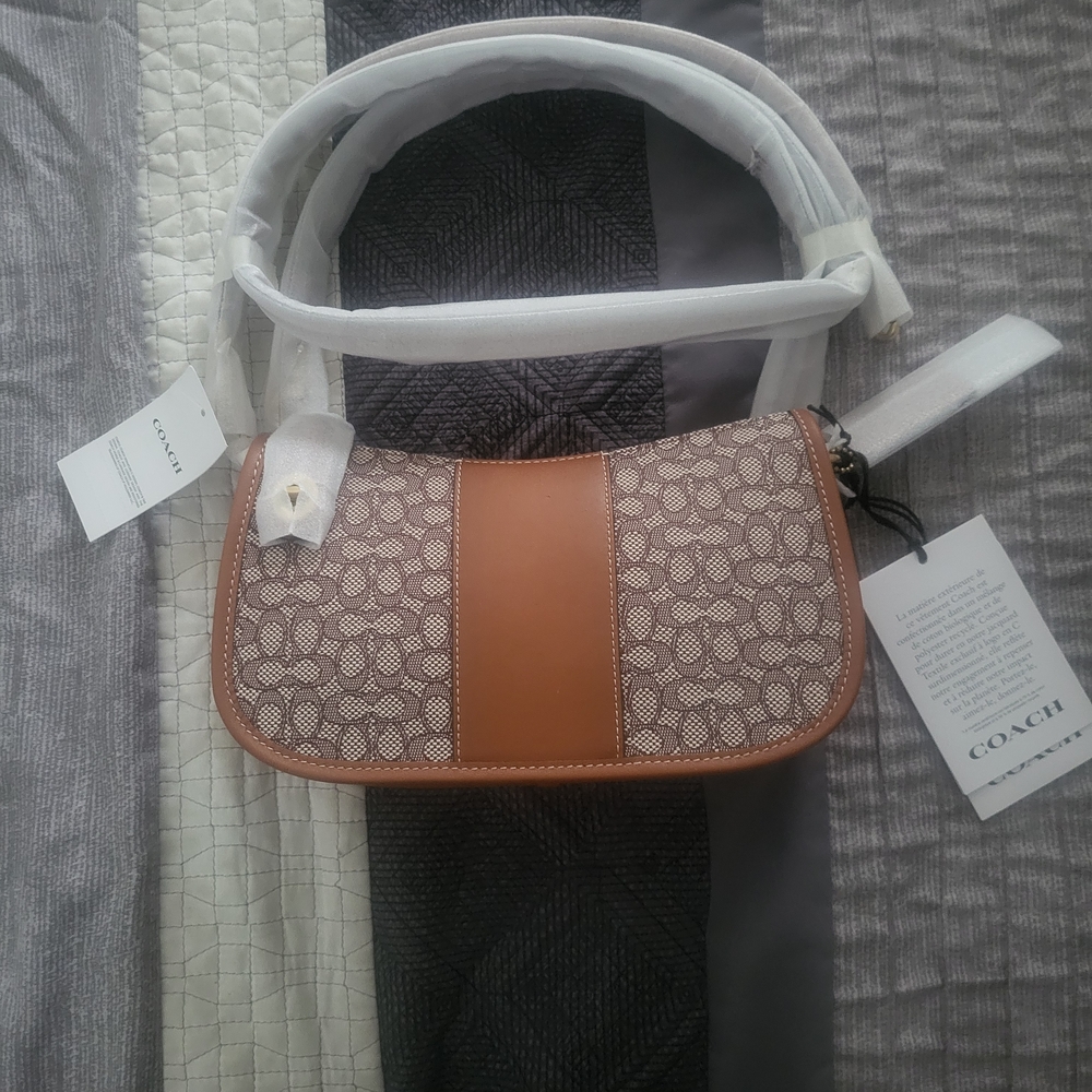 Coach Tan and Cream Shoulder Bag